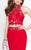 Alyce Paris  - 46520 Beaded Two Piece Floral Halter Short Dress in Red