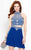 Alyce Paris  - 46548 Two Piece Crystal Embellished Cocktail Dress in Blue