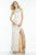 Alyce Paris  - 46549 Sleeveless Lace Halter Long Dress with Slit in White and Nude