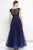 Alyce Paris Black Label - 5804 Beaded Bateau Neck A-Line Dress in Blue