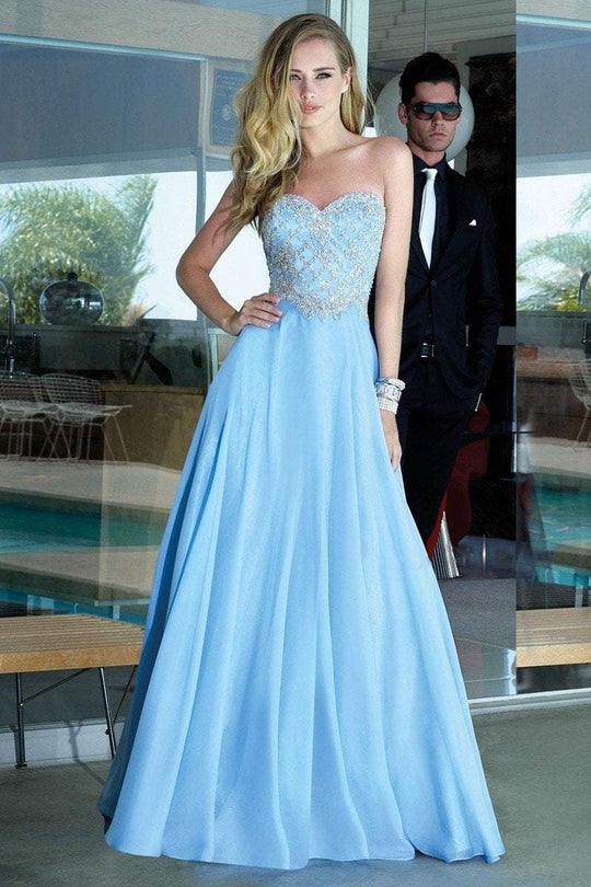 Alyce Paris - Crystal Beaded Sweetheart A-line Gown 6358 in Blue
