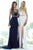 Alyce Paris  - 6361 Illusion Jewel Neck Sheath Dress in White and Blue