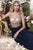 Alyce Paris  - 6527 Illusion Jewel Neck A-Line Dress in Blue and Gold
