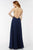 Alyce Paris  - 6527 Illusion Jewel Neck A-Line Dress in Blue and Gold