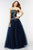 Alyce Paris  - 6541 Strapless Floral Ruched Ballgown in Blue and Gold