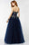 Alyce Paris  - 6541 Strapless Floral Ruched Ballgown in Blue and Gold