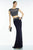 Alyce Paris  - 6557 Two Piece Beaded Cap Sleeves Long Gown in Blue