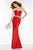 Alyce Paris  - 6593 Strapless Embroidered Lace Long Gown in Red