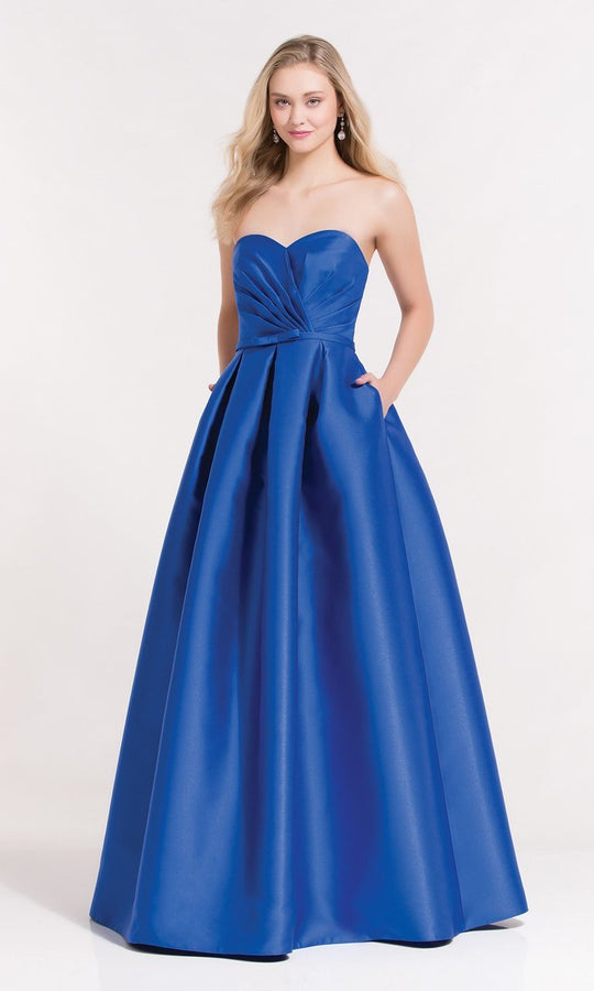 Alyce Paris  - 6881 Ruched Sweetheart Mikado Ballgown in Blue