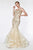 Cinderella Divine - AM018 Embellished Halter V-neck Mermaid Dress In Neutral