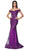 Cinderella Divine - AM122 Off Shoulder Beaded Lace Appliqued Gown In Purple