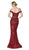 Cinderella Divine - AM122 Off Shoulder Beaded Lace Appliqued Gown In Red