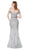 Cinderella Divine - AM122 Off Shoulder Beaded Lace Appliqued Gown In Silver
