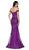 Cinderella Divine - AM122 Off Shoulder Beaded Lace Appliqued Gown In Purple