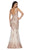 Cinderella Divine - AM186 Embellished Lace V-Neck Sleeveless Mermaid Gown In Neutral and Gold