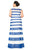 Tadashi Shoji - Long Daisy Motif Stripe Trumpet Dress In Blue and White