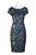 Adrianna Papell - AP1D101402 Short Sleeve Metallic Jacquard Dress In Blue and Print
