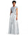 Adrianna Papell - Bateau Neckline Pleated Long Dress AP1E200130 in Silver