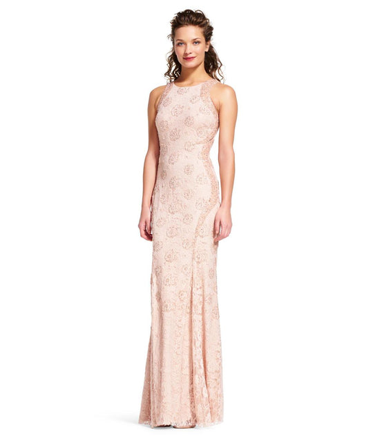 Adrianna Papell - Halter Neck Sheath Dress AP1E201344 in Pink