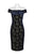 Adrianna Papell - AP1E204174 Embroidered Velvet Off-Shoulder Dress In Blue