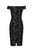 Adrianna Papell - AP1E204174 Embroidered Velvet Off-Shoulder Dress In Blue