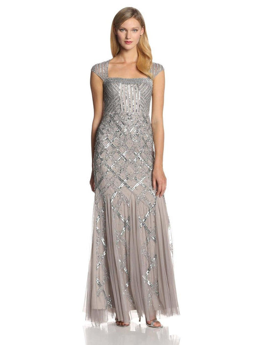 Adrianna Papell - Embellished Square Neck Dress 181875460 in Silver