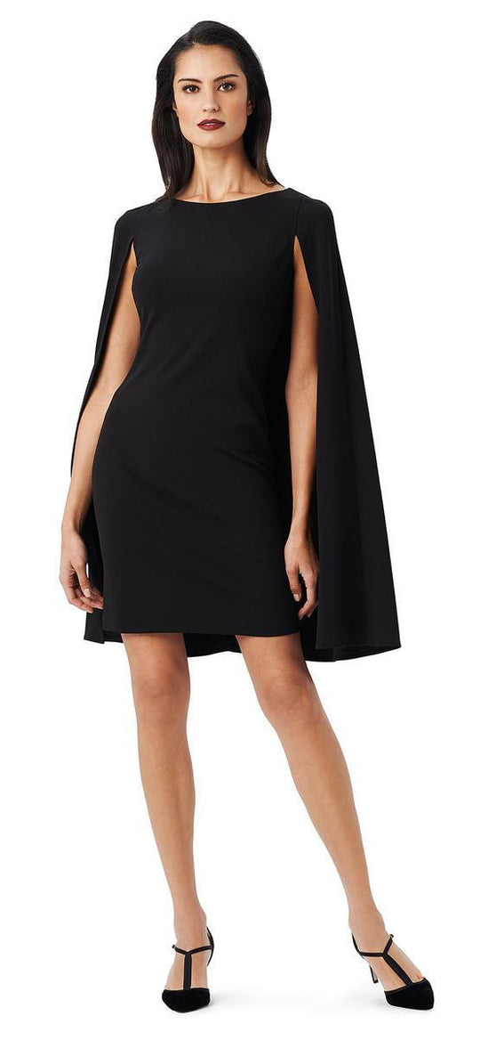 Adrianna Papell - 14237610 Structured Cape Sheath Dress in Black