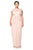 Tadashi Shoji - Laser-Cut Appliqued Long Draped Gown In Pink