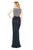 Tadashi Shoji - Rose Motif Asymmetrically Draped Long Gown In Gray and Black