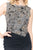 Tadashi Shoji - Rose Motif Asymmetrically Draped Long Gown In Gray and Black