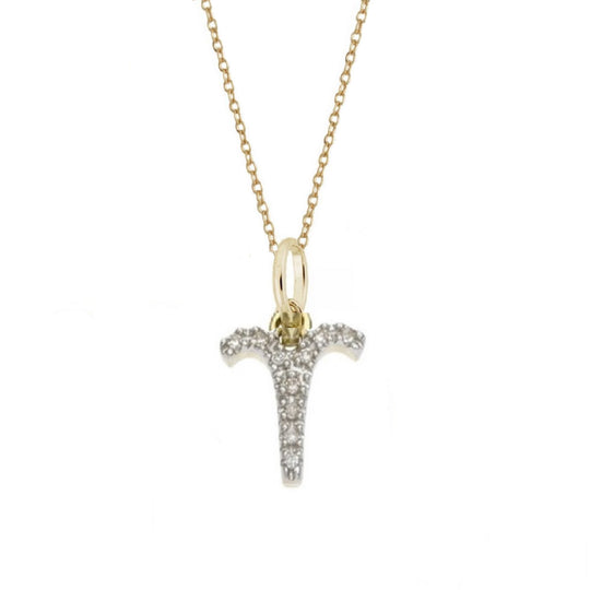 Rachael Ryen - Aries Diamond Zodiac Charm Necklace in Gold