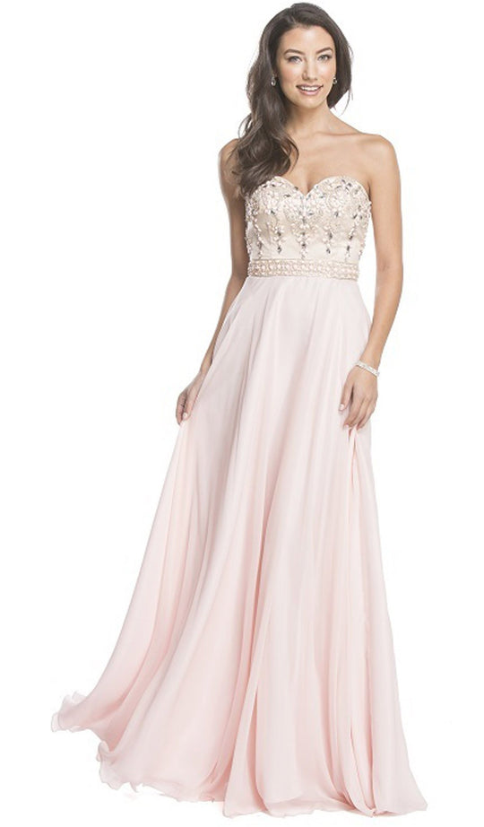 Beaded Strapless A-Line Evening Dress