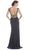 Gold Embellished Evening Dress with Slit