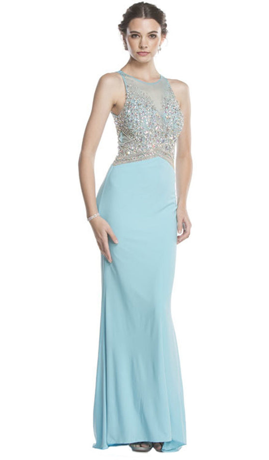 Crystal Embellished Sheath Evening Dress