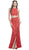 Two Piece Lace Evening Dress with Slit