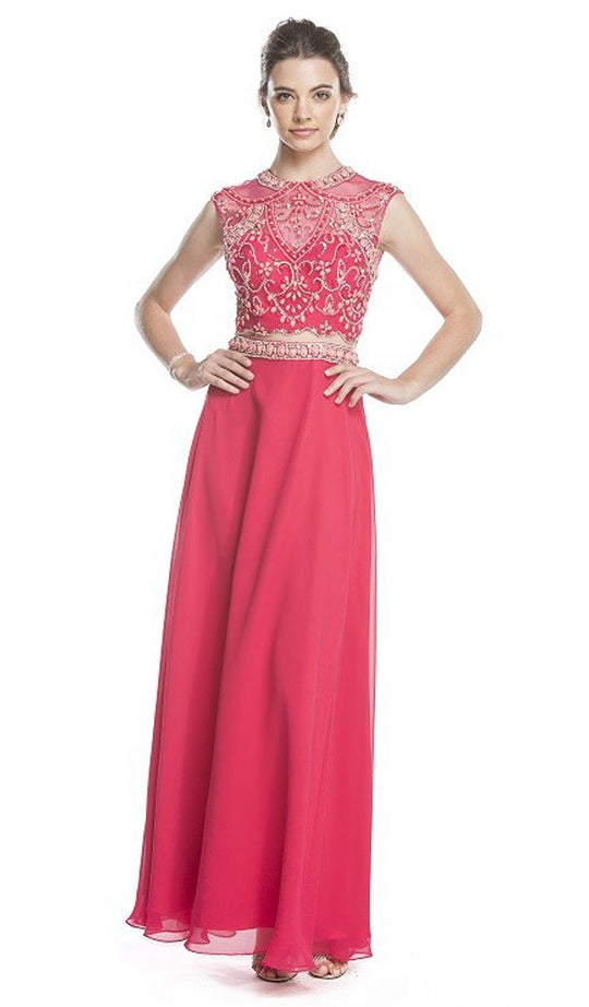 Two Piece Embellished A-Line Evening Dress