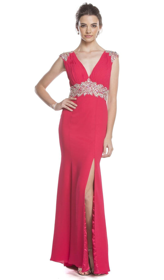 Crystal Embellished Fitted Evening Dress
