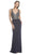 Plunging Embellished Sheath Evening Gown