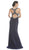 Plunging Embellished Sheath Evening Gown