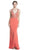 Plunging Embellished Sheath Evening Gown