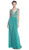 Beaded Plunging Sheath Evening Dress