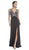 Beaded V-Neck Evening Gown with Slit
