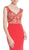 Embroidered Wide V-neck Sheath Evening Dress