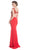 Embroidered Wide V-neck Sheath Evening Dress