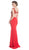 Embroidered Wide V-neck Sheath Evening Dress
