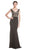 Embroidered Wide V-neck Sheath Evening Dress