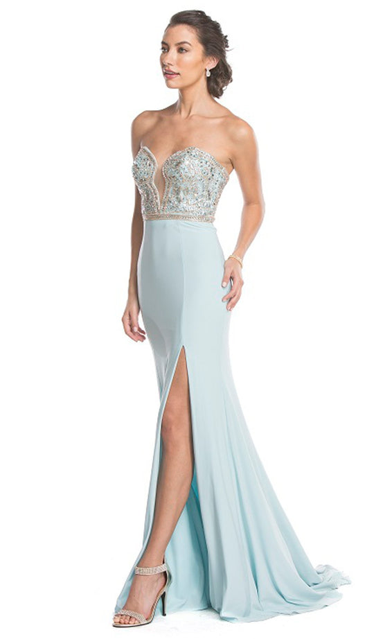 Bedazzled Deep Sweetheart Sheath Prom Dress