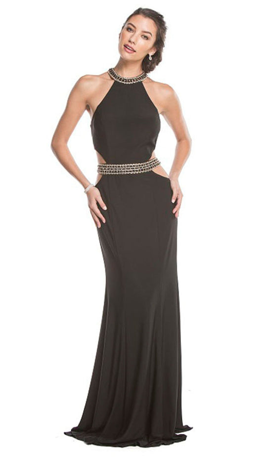 Bedazzled Halter Neck Prom Dress