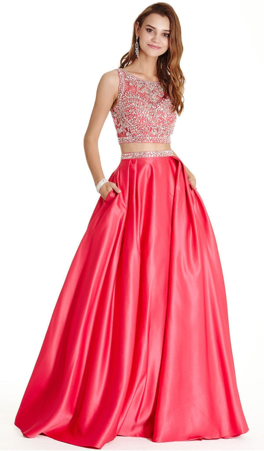 Two Piece Illusion Bateau Evening Ballgown