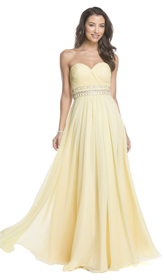 Pleated Strapless Sweetheart Prom A-line Gown